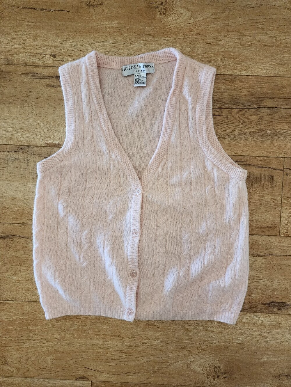 Vintage Victoria Jones Lambs Wool Angora Sleeveless Cardigan Vest Women M/L READ